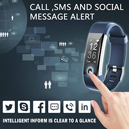 Lintelek Fitness Tracker, Activity Tracker Watch Heart Rate Monitor, Waterproof Smart Fitness Band Step Counter, Calorie Counter, Pedometer Watch Kids Women Men (FP+BL+BK)