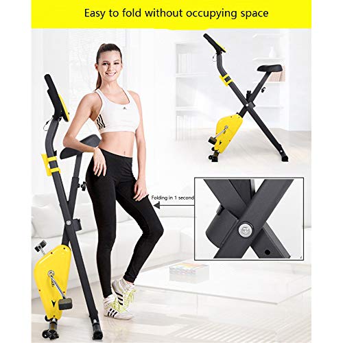 Folding Indoor Exercise Bike Cycling Spin Bike,Lightweight Fitness Equipment Portable Arm Home Pedal Exerciser,yellow no backrest