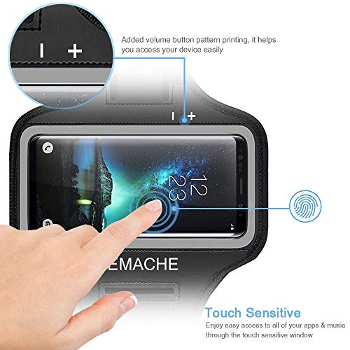 Galaxy S10+ S9+ S8+ Armband, JEMACHE Gym Run Jog Exercise Workout Arm Band for Samsung Galaxy S10 Plus, S9 Plus, S8 Plus with Key Holder Pouch (Black)