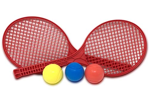 E-Deals Red Soft Tennis Set with three 70mm Assorted Foam Tennis Balls