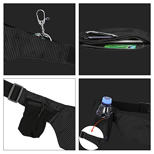 Sibosen Running Belt with Water Bottle Holder Waterproof Bum Bag Multifunctional Sports Running Wasit Bag for Climbing Fitness Travel Outdoor Activities,Fit Credit Cards, ID, Keys, Phone (Black)