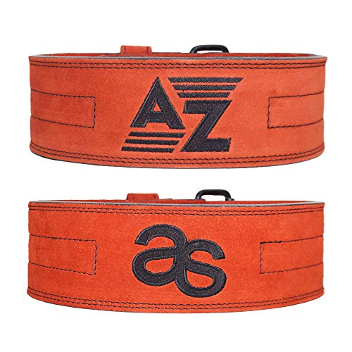 AAYLANS Leather 10MM Powerlifting Belt for Men & Women Lower Back Support for Weightlifting (RED, Medium)