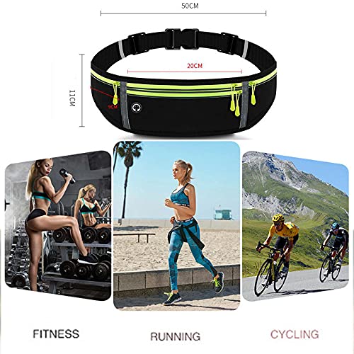 Lightweight Running Belt Waterproof Running Waist Pack with 4 Zip Pockets Sport Waist Bag with Adjustable Elastic Strap for Phone Holder Bumbags for Men Women Outdoors, Hiking, Cycling-Pink