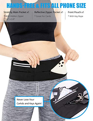 Gisdanchz Running Belt For Women And Men Phone Holder Key Pouch Belt Bag Running Waist Packs Gifts For Moms Running Accessories Walking And Jogging Plus Size Fanny Pack Gym Money Belt Black