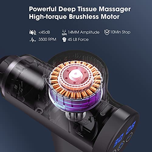 COTSOCO Massage Gun Deep Tissue,30 Speeds Handheld Muscle Massager,Quiet Electric Massager with 10 Heads,Powerful Massage Gun for Pain Relief