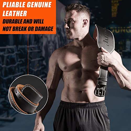 ShanTu Genuine Leather Weight Lifting Belt for Men Lumbar Back Support Gym Powerlifting Weightlifting Heavy Duty Workout Training Exercise and Fitness Belt
