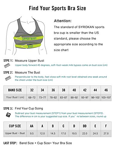 SYROKAN Women's Workout Gym Support Bounce Control Plus Size High Impact Sports Bra Wirefree Black/Grey-1 38DD