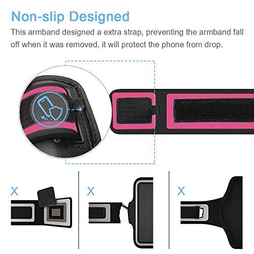 Galaxy A52 A51 A50 Armband, JEMACHE Gym Running Exercises Workouts Arm Band for Samsung Galaxy A52, A51, A50, A10 with Key Holder (Rosy)