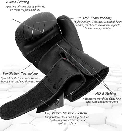 Maxx Vanta Curved Focus Pads with adjustable strap Boxing Punch pad Glove Mma Jabs (Full Black, With 10oz Glove)