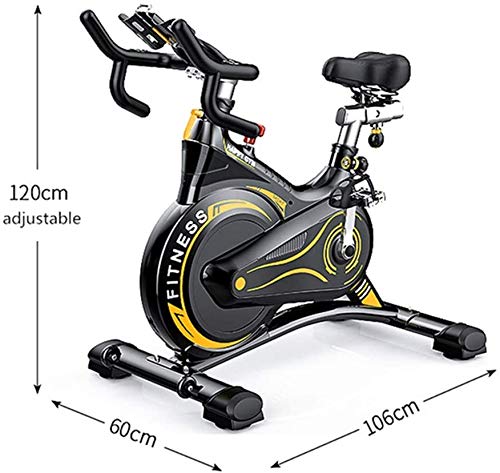 MQIQI Indoor Exercise Bike, Cycling Spin Bike Cardio Workout W/Belt Driven Flywheel Cycling Adjustable Handlebars Seat Resistance