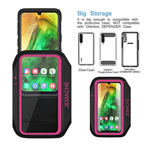 Galaxy A52 A51 A50 Armband, JEMACHE Gym Running Exercises Workouts Arm Band for Samsung Galaxy A52, A51, A50, A10 with Key Holder (Rosy)