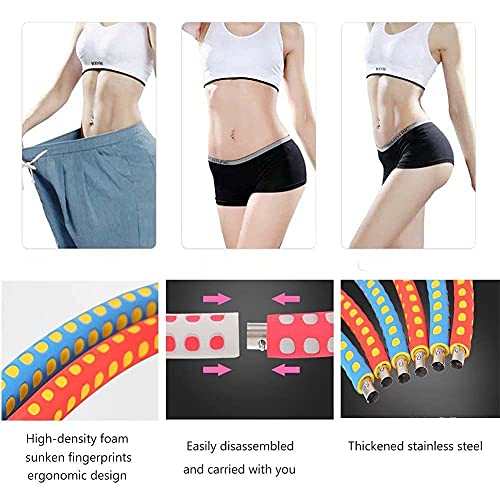 DXNXLLY Weighted Hula Hoop,Exercise Hoop for Adults Weight Loss 3 Lb,6 Section Detachable Design Weighted Hoop,Stainless Steel Inner Core with Thicker Premium Foam Fitness Hoop for Women