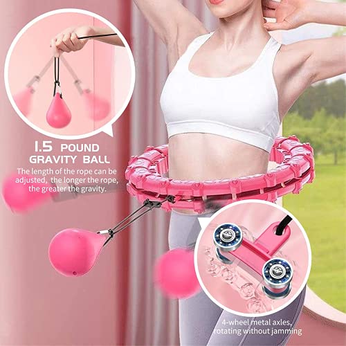 360 Degree Massage Smart Weighted Hula Hoops For Adults, Abdomen Fitness Aids Adjustable Detachable Knots Auto-Spinning Ball (12 Knots 23 inches (60cm))