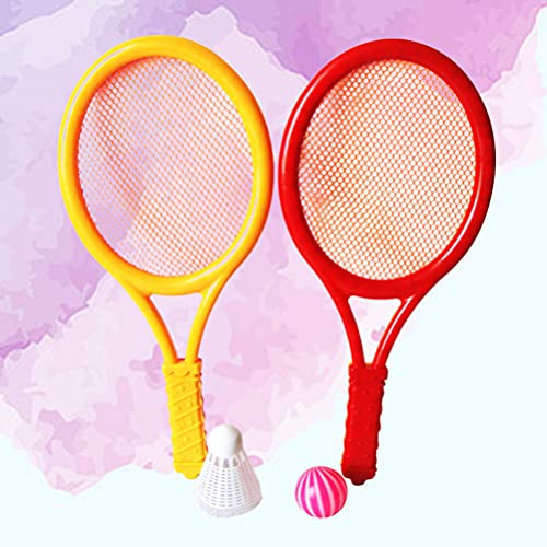 Abaodam 1 Pair of Kids Tennis Racket Set with Shuttlecock Ball Plastic Tennis Racquet Toy for Toddler Outdoor Sports Games for Children Random Color