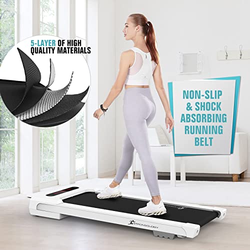 Strongology Home & Office Ultra Quiet 560W Adjustable Speed Slimline MOTIONIC Bluetooth Treadmill with LED Display - Fully Assembled