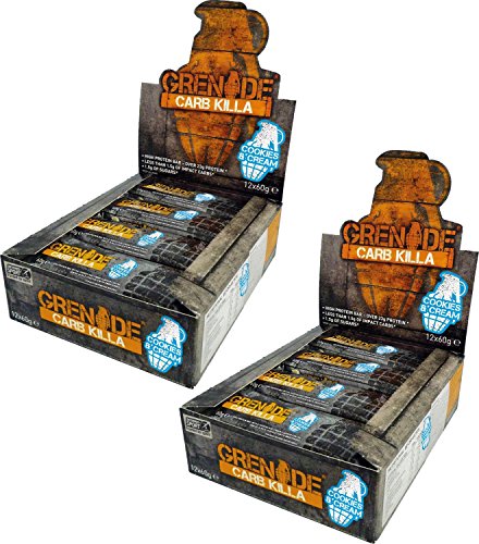 2 Grenade Carb Killa Protein Bars 12,A triple-layered deliciously crunchy low carb high protein bar (Cookies & Cream)
