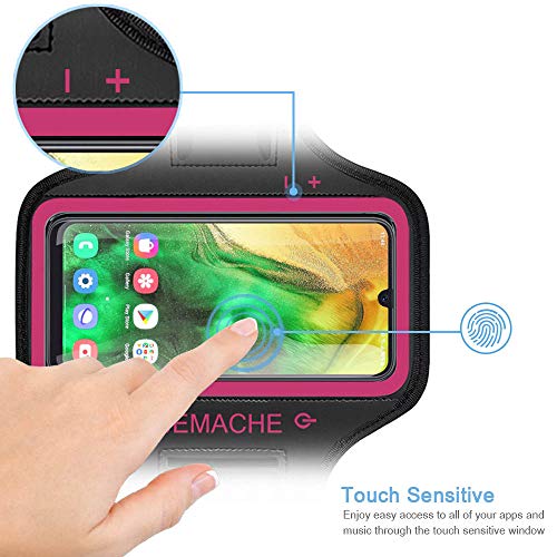 Galaxy A52 A51 A50 Armband, JEMACHE Gym Running Exercises Workouts Arm Band for Samsung Galaxy A52, A51, A50, A10 with Key Holder (Rosy)