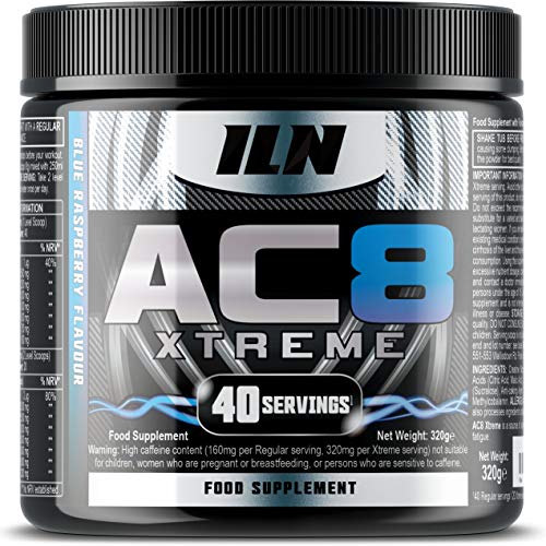 AC8 Xtreme (Blue Raspberry) – Pre Workout Booster with Creatine, Beta-Alanine, Taurine and Caffeine – 40 regular servings (320 grams) - Gym Store | Gym Equipment | Home Gym Equipment | Gym Clothing