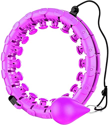 Fitness hula hoops,Weighted Exercise Hoop Smart Hula Hoop 24 Knots Adjustable Exercise Weighted Hula Hoop 2 In 2 Abdomen Fitness Weight Loss Massage Non-Fall Hula Hoops for Home Workout Weight Loss