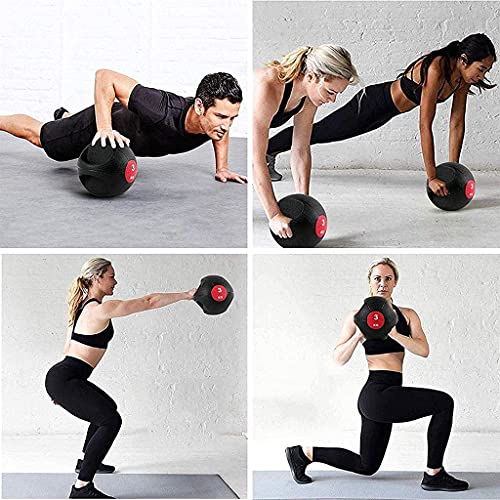PLUY Wear-resistant slam ball Medicine Balls,Bouncy Ball with Anti-Slip Textured Surface,Ergonomic Dual Handle for Strengthening Core Muscles,Cardio Workouts and Resistance Training (Siz