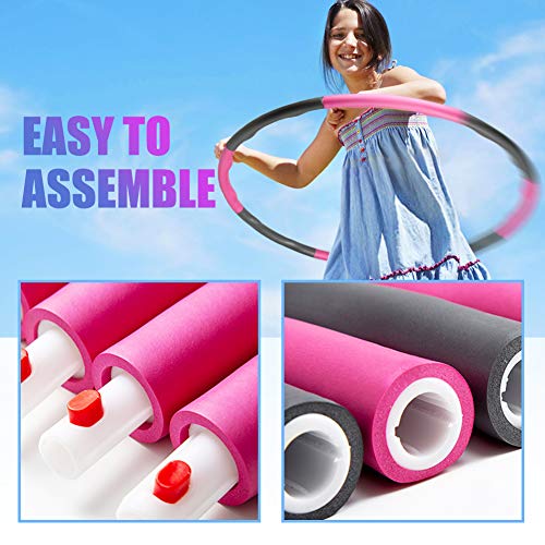 Foxmog Hula Hoop for Adults-Weighted Hula Fitness Hoop for Weight Loss and Exercise,6-8 section Detachable Adjustable Wavy Design, Indoor Folding Hoola Hoop for Women,Soft Padding