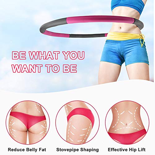 B ozhiwei Weighted Hoola Hoop, Fitness Hoola Hoop for Adults/Kids, 8 Section Detachable Design Soft Exercise Hoops for Adults Training for Abdominal Muscles, Weight Loss at Home, Office, Fitness Club