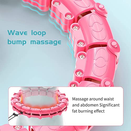360 Degree Massage Smart Weighted Hula Hoops For Adults, Abdomen Fitness Aids Adjustable Detachable Knots Auto-Spinning Ball (12 Knots 23 inches (60cm))