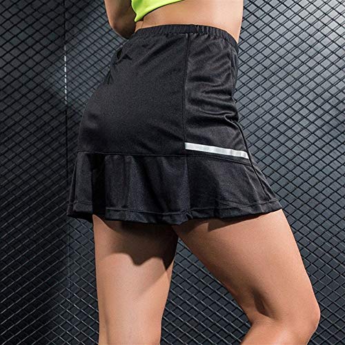 FKJSP New Breathable Polyester Tennis Skorts Woman Pantskirt Anti-emptied Sports Skirts For Badminton Running Fitness 2 In 1 (Color : Orange, Size : L)