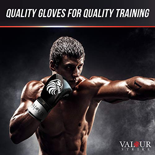 Valour Strike Boxing Gloves for Men Women Ladies Juniors & Kids | Set Ounce 16oz 14oz 12oz 10oz 8oz 6oz or 4oz For Pro Sparring Kickboxing MMA Muay Thai or Boxercise Training Workout | Black Paw™
