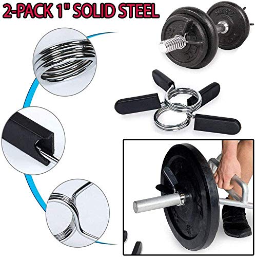 2 Pack Barbell Spring Collar Clips (25mm, 28mm, 30mm & 50mm), Exercise Collars Dumbbell Clamps for Olympic Bars Weight Gym Fitness Training Dumbbells,Soft Plastic Handles,High Grade Steel