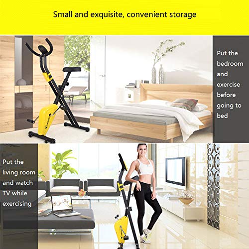 Folding Indoor Exercise Bike Cycling Spin Bike,Lightweight Fitness Equipment Portable Arm Home Pedal Exerciser,yellow no backrest