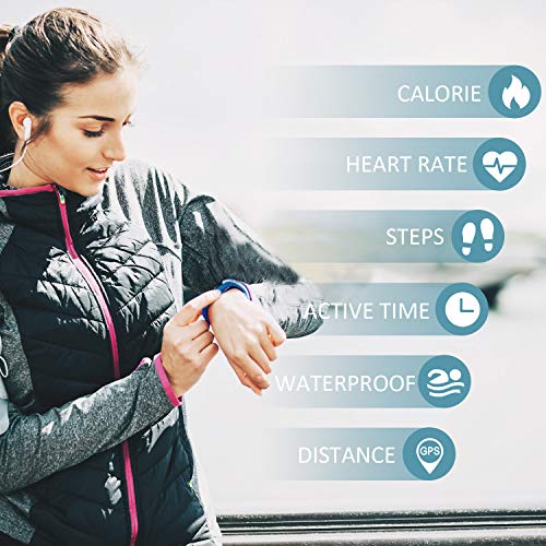 Lintelek Fitness Tracker, Activity Tracker Watch Heart Rate Monitor, Waterproof Smart Fitness Band Step Counter, Calorie Counter, Pedometer Watch Kids Women Men (FP+BL+BK)