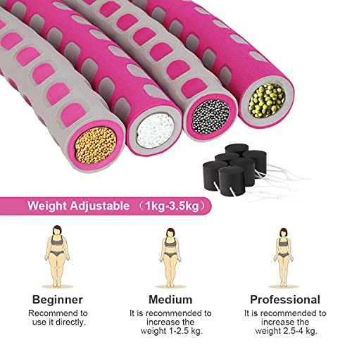 Braoses Weighted Hula Hoops For Adults Exercise, 8 Section Detachable Fitness Hula Hoop Ring with Stable Stainless Steel Core, Adjustable Weight Fitness Exercise Hoop For Fat Burning and Weight Loss