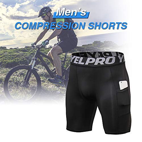 Lixada Men's 3 Pack Performance Compression Shorts Active Workout Underwear Base Layer Tights Short Leggings (Black&Grey&White(With Pockets), L)