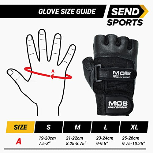 Weight Lifting Gym Padded Leather Training Workout Fitness Double Strap Gloves, Finger Less Gloves for Weight Lifting, Cross Training, Calisthenics, Cycling and Other Sports (White, Small)