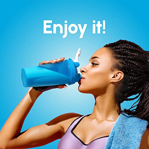 Shake That Weight 450ml Protein Shaker - Blue - With Storage Attachment For Protein and Diet Shake Powder, Wire Ball Mixer, Bag Attachment Loop