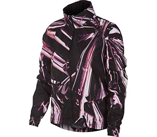 NIKE Women's W Nk Shld JKT Hd Fl Pr Jacket, Fire Pink/Black/Fire Pink, S
