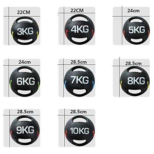Medicine Balls WXYZ Fitness Double Handle, Rubber Solid Training Ball, Strength Training 3kg, 4kg, 5kg, 6kg, 7kg, 8kg, 9kg, 10kg (Size : 3kg)