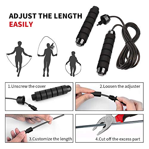 ALINOUHA Skipping Rope Adult,Skipping Rope for Fitness Auitable for Home Exercise Equipment Speed Rope Black