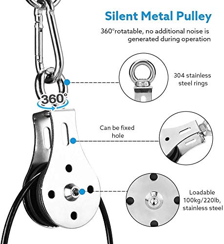 Pulley Cable Machine System, 1.8M Gym Fitness Cable Pulley system with Loading Pin, Tricep Strap, Straight Bar Forearm Wrist Roller Trainer for LAT Pulldowns, Bicep Curls, Fitness Workout Equipment - Gym Store | Gym Equipment | Home Gym Equipment | Gym Clothing