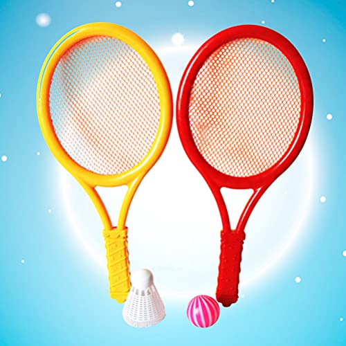Abaodam 1 Pair of Kids Tennis Racket Set with Shuttlecock Ball Plastic Tennis Racquet Toy for Toddler Outdoor Sports Games for Children Random Color