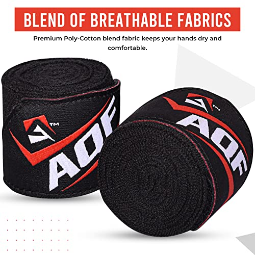 AQF Boxing Hand Wraps Bandages Boxing Inner Gloves Muay Thai MMA UFC (Black)