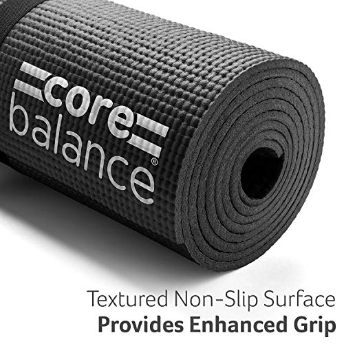 Core Balance Yoga Mat, Thick Foam 6mm, Non Slip, Exercise Fitness Gym, Compact Lightweight With Carry Strap