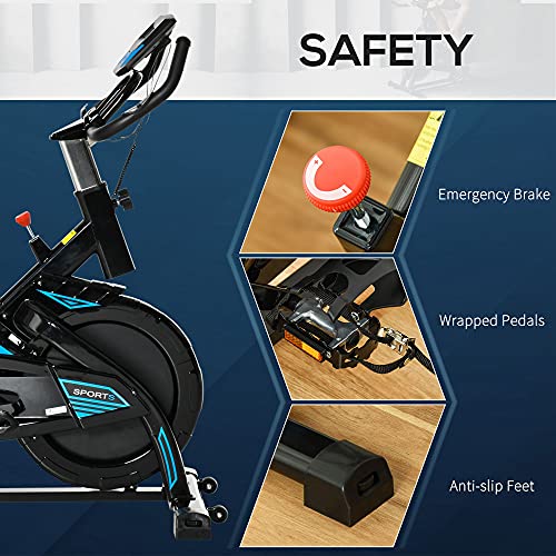 HOMCOM Stationary Exercise Bike 13KG Flywheel Indoor Cycling Bicycle Cardio Workout Trainer w/ Heart Pulse Sensor & LCD Monitor Adjustable Resistance Black