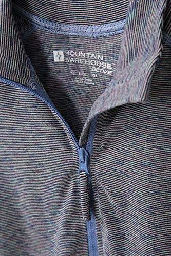 Mountain Warehouse Bend & Stretch Womens Full-Zip Midlayer - 2 Zipped Side Pockets, Warm & Cosy Jacket - Best for Outdoors, Gym, Travelling & Outdoors Navy 10