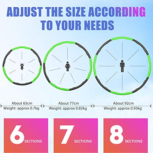 Foxmog Weighted Fitness Hula Hoops for Adults for Weight Loss and Exercise,6-8 section Detachable Adjustable Wavy Design, Indoor Hoola Hoop for Women and Children