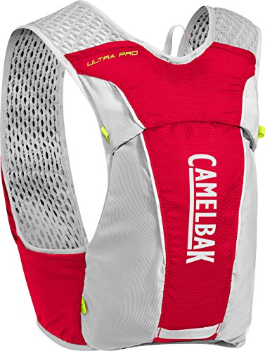 Camelbak Ultra Pro Vest 17 Oz Quick Stow Flask Hydration Pack, Medium, Crimson Red/lime Punch, 2.4 Oz