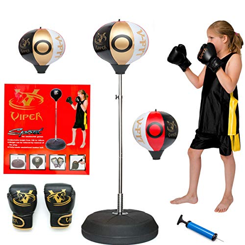 VIPER Children Kids Punching Boxing Speed Ball fitness Free Standing Bag Tumbler Agility Stand Boy Sandbag Boxing Gloves Set Sport Toy Boxing Punch Bag For Kids