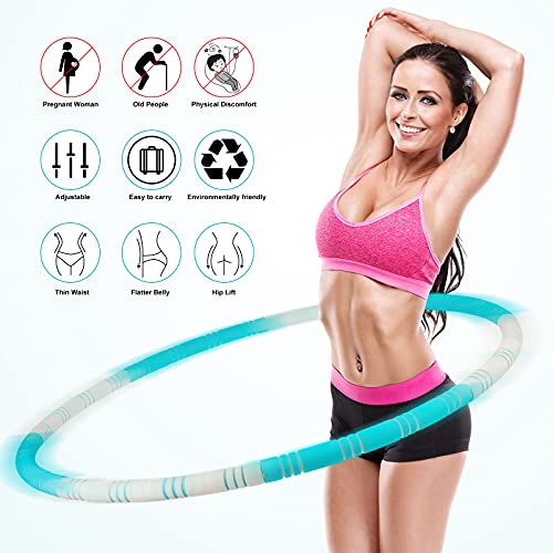 Awroutdoor Weighted Hula Hoop for Exercise, 8 Sections Stable Stainless Steel Core with Thickened Double-layer Foam, Slimming Circle Fitness Hoola Hoop Exercise Ring for Weight Loss, Bodybuilding