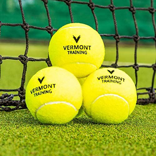 Vermont Training Tennis Balls - 60x Ball Bucket - Pressureless Tennis Balls - High-Vis Fluro Felt Ball | All Court Surfaces | Perfect For Tennis Coaches, Schools & Clubs